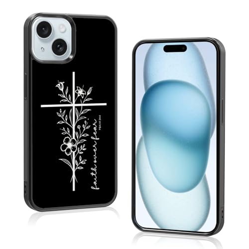 Coque iPhone 15 antichoc Jésus verset de la Bible protection fleurs 6.1