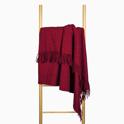 Wolldecke 140x200, 100% Schurwolle, warme & langlebige Decke, weiche Wohndecke Wolle, kuschelige Decke Wolle für Sofa & Bett, Hochwertige Schurwolldecke mit Fransen - Nostra ZELANDIA Wool Blanket