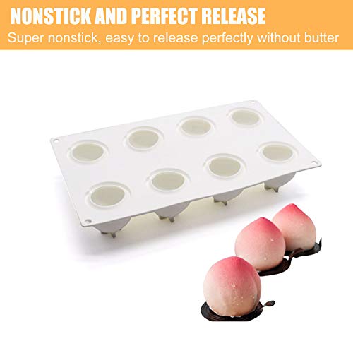 Joho Baking Silicone Molds for Mousse Cake, 3D Silicone Baking Mold Cakes, Dessert Molds for Pastry Chocolate,Peach,8-Cavity - Thumbnail 2