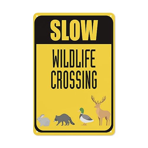 Haocean Aluminum Metal Sign Slow Wildlife Crossing Traffic Sign for Yard...
