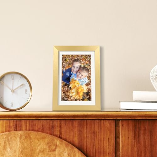 Image of upsimples 5x7 Picture Frame, Display Pictures 4x6 with Mat or 5 x 7 Without, Wall Hanging Photo Frames, Gold, 1 Pack