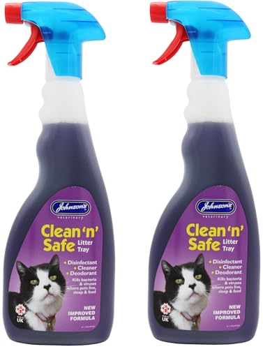 WUNDAPETS JOHNSON'S VETERINARY CLEAN 'N' SAFE CAT LITTER TRAY DISINFECTANT CLEANING SPRAY 500ML, 2 PACK WUNDAPETS JOHNSON'S VETERINARY CLEAN 'N' SAFE CAT LITTER TRAY DISINFECTANT CLEANING SPRAY 500ML, 2 PACK