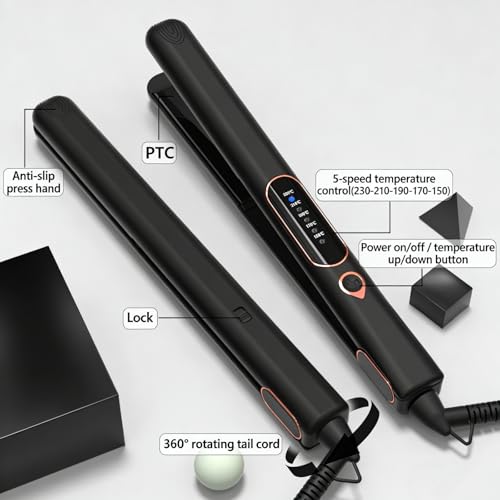 Plancha de cabello 2 en 1 con control digital de temperatura miniatura 4