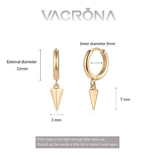 VACRONA Gold Hoop Earrings Huggie Earrings for Women 14k Gold Plated Small Spike Huggie Hoop Earrings by VACRONA - Image 4