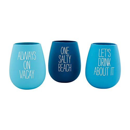 Mud Pie Beach Silicone Wine Glass, 16 Oz, Always On Vacay #TOP1