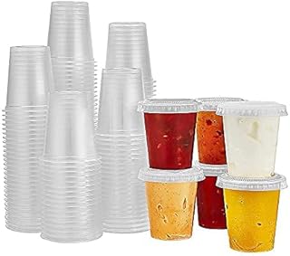150 Sets - 1.5oz, Disposable Mini Plastic Jello Shot Cups With Lids Perfect For Portion Souffle, Condiment, Dipping Sauce, Salad Dressing And More
