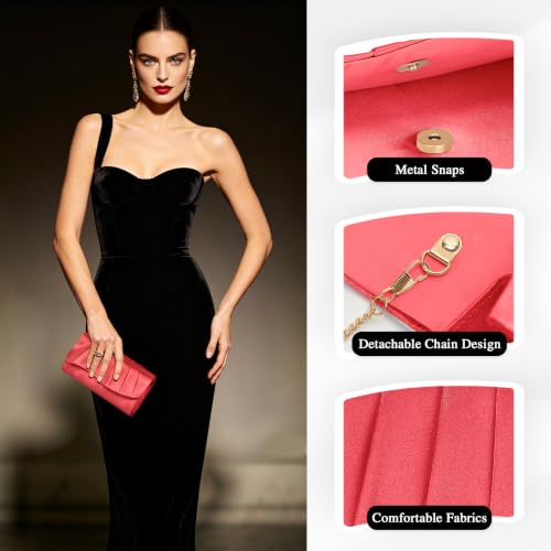 Image of UBAYMAX Clutch Purses for Women Formal, Pleated Satin Evening Bag Purse Handbags Evening Clutch for Prom Party Wedding