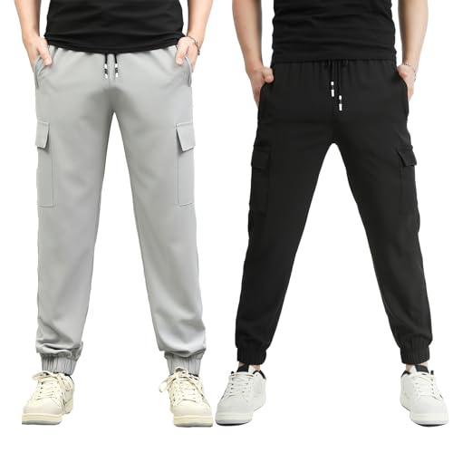 Image of Boys Cargo Joggers Pants Outdoor Youth Quick Dry Hiking Pants Lightweight Athletic Pants with Zipper Pockets