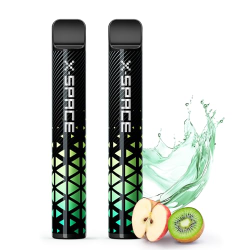 電子タバコ シーシャ ベイプ 使い捨て vape 2本 4000回吸引可能 持ち運び便利 大容量 禁煙パイポ 禁煙グッズ 水蒸気タバコ 爆煙 フレーバースティック ニコチンなし タールなし X-SPACE キウイアップル
