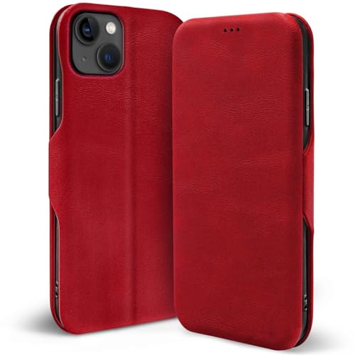 Verco Case Per Apple Iphone 13 Mini Custodia, Cover A Libro Pelle Pu Per Iphone 13 Mini Custodia Premio Booklet Protettiva, Rosso
