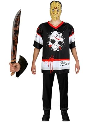 Funidelia | Disfraz de Jason Viernes 13 Hockey con Machete y máscara para Hombre Friday The 13th - Disfraz para Adultos y Divertidos Accesorios para Fiestas, Carnaval y Halloween - Talla M - Negro | Ya disponible en tu tienda friki favorita! En mundofriki.es! Funidelia | Disfraz de Jason Viernes 13 Hockey con Machete y máscara para Hombre Friday The 13th - Disfraz para Adultos y Divertidos Accesorios para Fiestas, Carnaval y Halloween - Talla M - Negro | Ya disponible en tu tienda friki favorita! En mundofriki.es!
