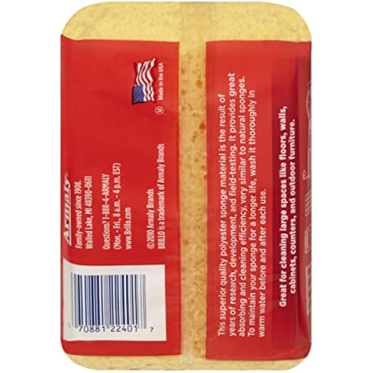 Brillo Multi-Purpose Heavy Duty Household Sponge, Strong, Long Lasting (Multi-Purpose Heavy Duty, 1 Count (Pack of 1))