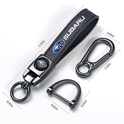 Image of Genuine Leather Car Keychain Keyring Accessories Compatible With Subaru Series Car Keychains Family Present For Man And Woman(Black)