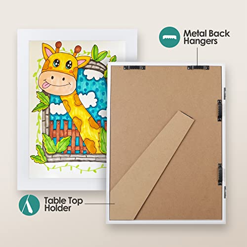 Funchi Kids Art Frame, White, Changeable Front Opening Display Storage Kids Artwork Frames For Wall And Tabletop With 4 Display Types, Holds 50 Pcs, For 3D Picture, Crafts, Children Drawing, Portfolio #TOP3