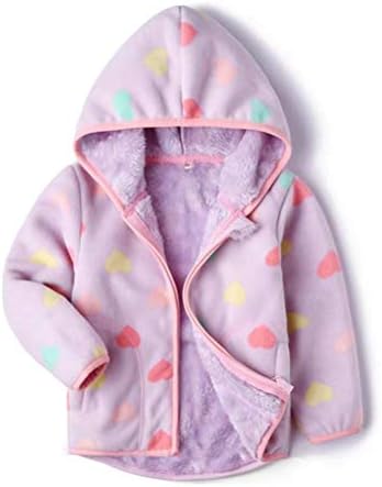 Feidoog Toddler Polar Fleece Jacket Hooded Baby Boys Girls Autumn Winter Long Sleeve Thick Warm Outerwear,Purple,3-4T
