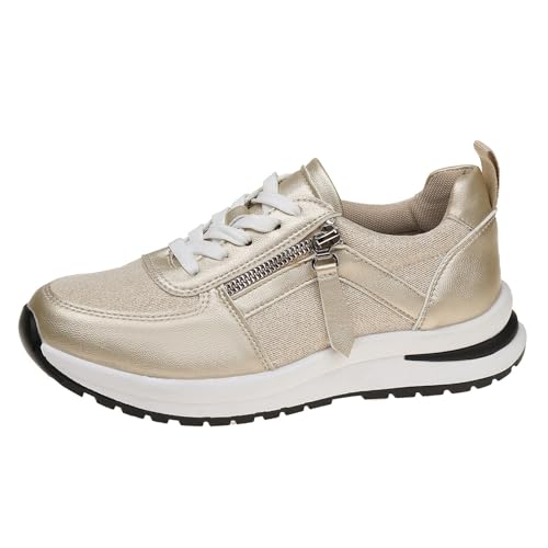 Women's Platform Fashion Sneakers Mesh Breathable Zero Drop Minimalist Summer Walking Sneakers Sparkling Casual Fashion Non-Slip Tennis Shoes