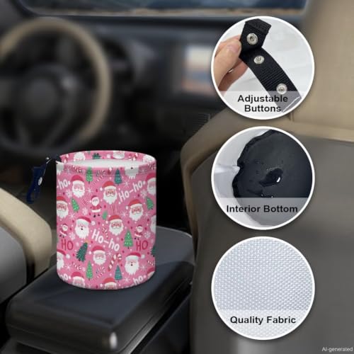 Image of Christmas Santa Claus Tree Car Trash Can Collapsible Hanging Car Trash Bin Cute Universal Car Interior Accessories for Cars SUV Trucks