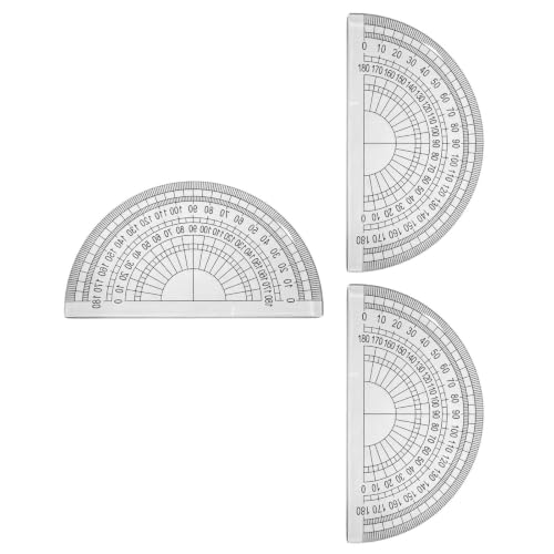 Image of 3 Pcs Clear Plastic Math 180 Degree Angle Protractor Set Tool 10cm x 5.6cm