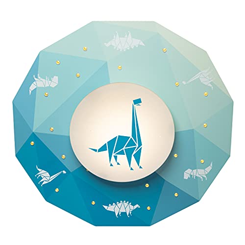 Elobra Kinderzimmerlampe Lampe für Kinder, Dino, Dinopoly, Dinosaurier Lampe Deckenleuchte Deckenlampe Wandlampe Kinderzimmer Babyzimmer LED, blau Deckenleuchte Dinopoly blau