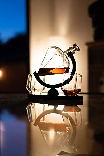Whiskey Decanter Set With Glasses Armzas For Men And Women Diamond Decanter With 2 Drink Glasses And Wooden Stand, Cool Luxury Decanter For Vodka Wine Whisky Liquor Bourbon Christmas Gift Idea #TOP1