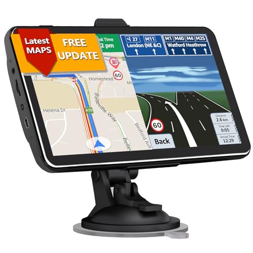 SAT NAV, TOUTBIEN GPS Navigation for Car Truck Motorhome 2.5D Touchscreen 7inch UK Europe Maps Pre-Installed with Lifetime Free Map Update, Voice Guidance, Speed Cam Alerts, POI & Lane Assistance
