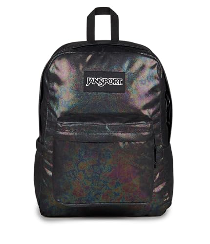 Image of JanSport Superbreak Plus FX Backpack - Work, Travel, or Laptop Bag with Water Bottle Pocket - Oil Slick Black
