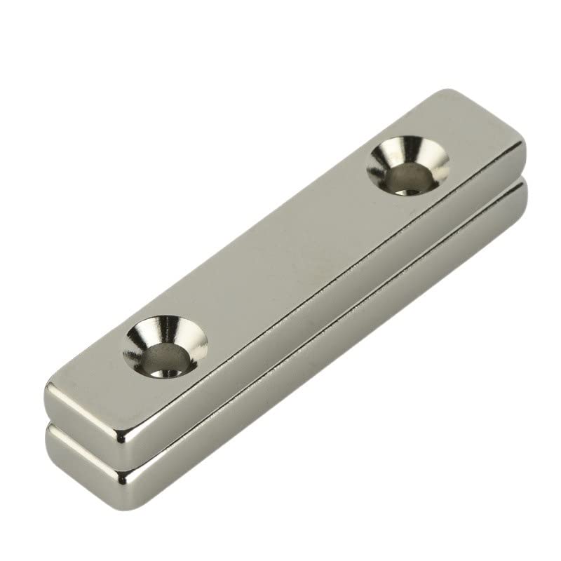 Neodymium 50x10x5mm Double Hole 5mm Block Countersunk Rectangle Rare Earth 50 * 10 * 5-5-5mm Magnets(2pcs)