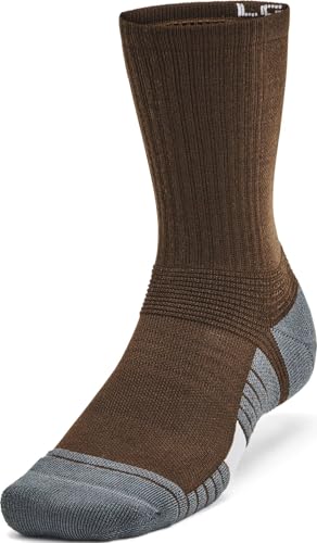 Under Armour - Unisex Team Crew Socks, Color Gridiron Brown (230), Size: Large