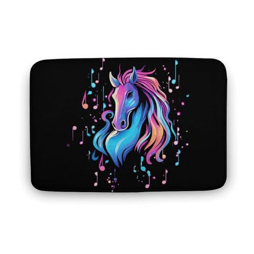 Music Horse Coral Velvet Rugs Non-Slip Bathroom Rugs Soft Kitchen Rug Floor Carpet for Home Decor 15.7