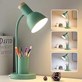 CRCTREND LED Schreibtischlampe mit Stifthalter,augenschonende Tischlampen 3 Farbmodi Leselicht Metall-Studienlampe, Niedliche Tischlampen für Zuhause Büro Nachttisch Schlafsaal (Grün Tischlampen)