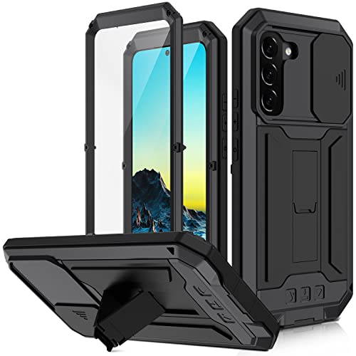 for Samsung Galaxy S22 Plus 5G Case,Shockproof Hard Case Aluminum Metal Gorilla Glass Military Heavy Duty Sturdy Protector Cover for Samsung Galaxy S22 Plus 5G,with Lens Protection Cover (Silver)