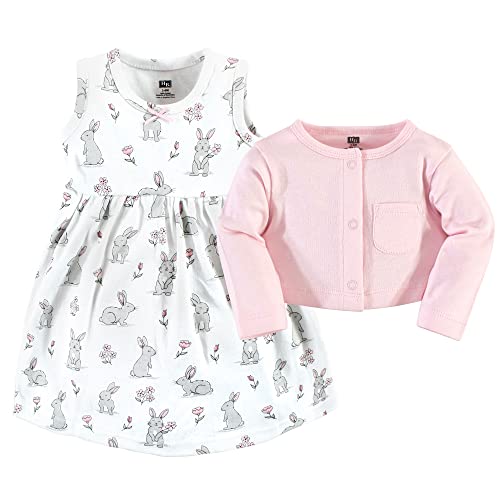 Image of Hudson Baby Girls' Cotton Dress and Cardigan Set