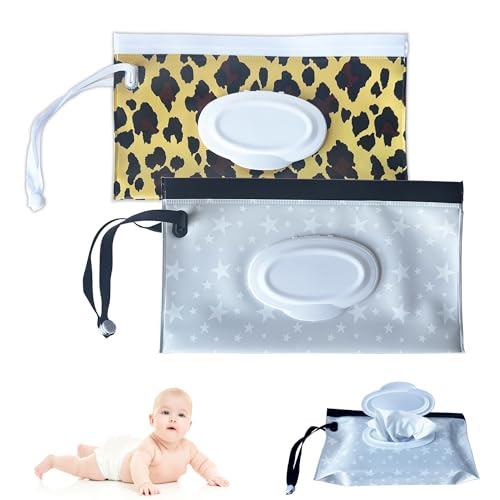 Denlydom Baby Wipe Dispenser, Portable Baby Wipe Holder Refillable Wet Wipes Container for outdoor Reusable Travel Baby Wipes Case Wet Wipe Pouch Wipe...