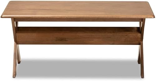 Miniatura 4 de Baxton Studio Sarai Mesa de centro rectangular de madera con acabado marrón de nogal de transición moderna