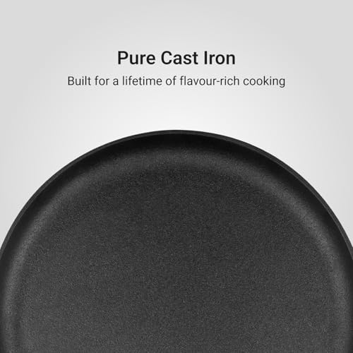 Image of Stahl Blacksmith Signature 28cm Dosa Tawa | Flat Cast Iron Pan for Dosas, Pancakes, Chilas, and More | Pre-Seasoned, Induction & Gas Compatible | Acacia Wood Handle
