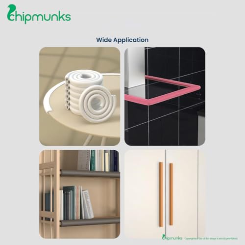 Image of Chipmunks Baby Proofing Edge Guard for Kids Safety, Minimal Wrinkle, Zero Damage to Furniture Upon Installation, Made in India Rubber Edge (2mts, U-Shape, Off-White)