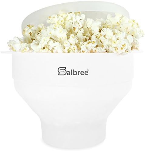 The Original Salbree Microwave Popcorn Popper, Silicone Popcorn Maker, Collapsible Microwavable Bowl - Hot Air Popper - No Oil Required - The Most Colors Available (White)