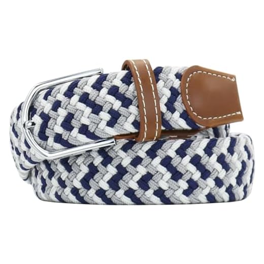 Golf Belts - Fashionable Belts To Match Golf Attire | Golf Accessories Huyfhksd Multicolored Golf Belts for Men and Women Casual Braided Belt, M, Navy White Grey