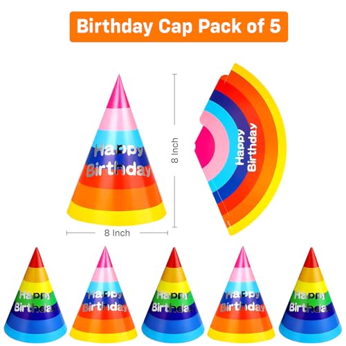 Image of Party Propz Birthday Caps for Kids - 5 Pcs Multicolour Birthday Hats for Kids,Caps For Children pack of 5, Bday Hats for Children (Cardstock)