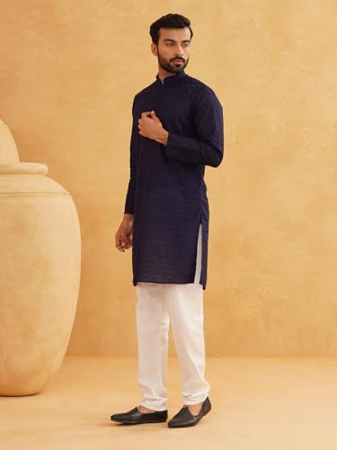 Image of Sojanya (Since 1958 Motifs Embroidered Thread Work Pure Cotton Straight Only Kurta