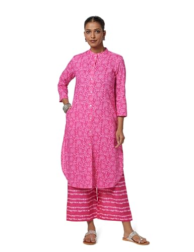Image of BIBA Women Cotton Straight Printed Suit Set