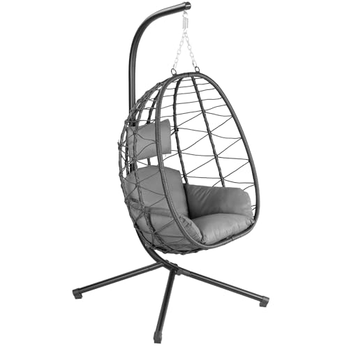 HinHocker Hängesessel mit Gestell | Anthrazit | Hängeschaukel für...