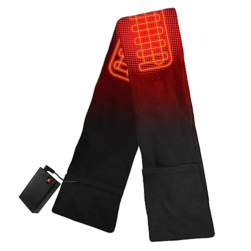 ActionHeat AA Battery Heated Scarf for Neck Heating, Polyester Fleece wrap with Pockets Black