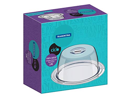 Porta Queijo/Bolo com 2 Peças Tramontina Ciclo Prata