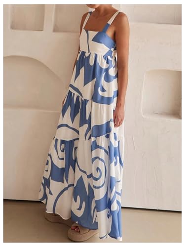 Image of SHENHE Women Boho Ruffle Maxi Dress Summer Vacation Ruffle Flowy Dress