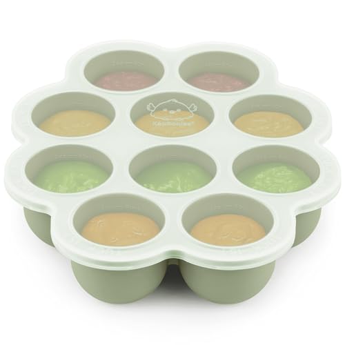Image of KeaBabies Silicone Food Freezer Trays with Lid, 2oz x 10 Pods Baby Food Storage Containers, Easy Puree Meal Prep, Breast Milk Silicone Freezer Molds, Dishwasher, Microwave Safe, BPA-Free (Sage)