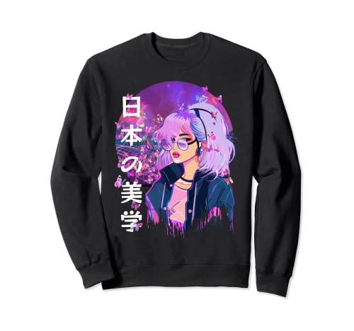 Cybergrunge Japanese Anime Girl Vaporwave Aesthetic Sweatshirt