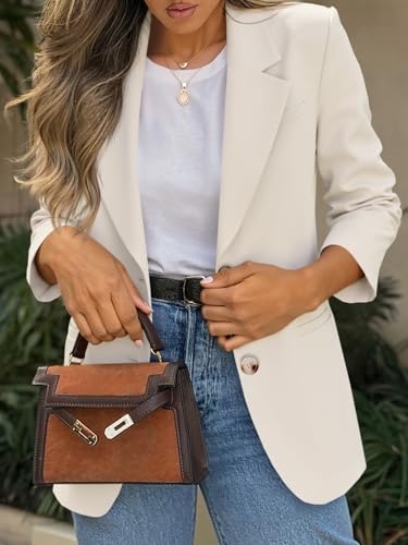 Cicy Bell Womens Business Casual Blazers Long Sleeve Button Down Work Suit Jackets Lapel Collared Lightweight Blazer White3