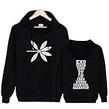 Qaedtls Kpop EXO Hoodie Sweatshirt Sehun Suho Xiumin Kai Chanyeol Sweater Jacket XL Black(A)