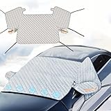 Persevere 車用凍結防止フロントカバー ダイハツタフト対応 3面対応 フロント・左右側面ウィンドウ全面カバー 厚手 内蔵磁石付き 盗難防止 防風ロープ6本付き 霜よけ 落葉対策 積雪対策 凍結防止シート 日よけ 紫外線カット 遮光・断熱 折り畳み式 取り付け簡単